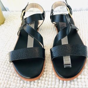 Cole Haan strappy sandals black leather crisscross
